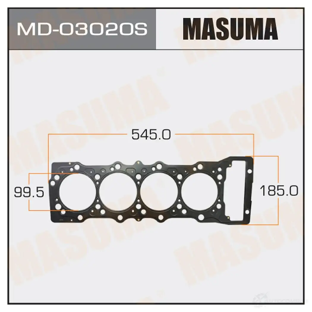 Трехслойная прокладка ГБЦ (металл-эластомер) толщина 0,57мм MASUMA 1422888066 MD-03020S OX QO5S изображение 0