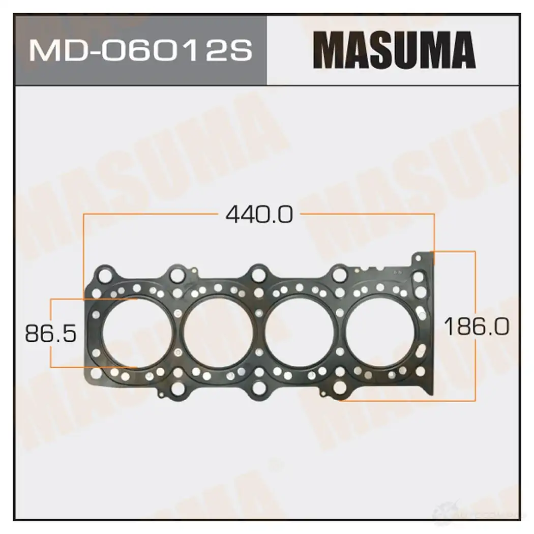 Трехслойная прокладка ГБЦ (металл-эластомер) толщина 0,75мм MASUMA MD-06012S 1422888027 ZD9FW C изображение 0