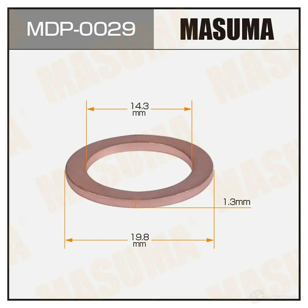Шайба (прокладка) маслосливного болта 14.3x19.8x1.3 MASUMA 1439698045 MDP-0029 3 CJNHW изображение 0