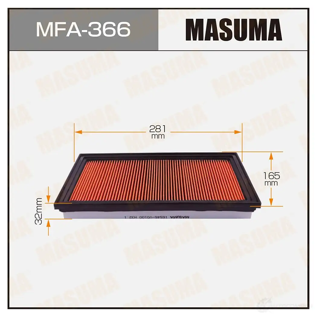 Фильтр воздушный с пропиткой маслом MASUMA MFA-366 4560116761784 1420577144 9B 2DQ изображение 0