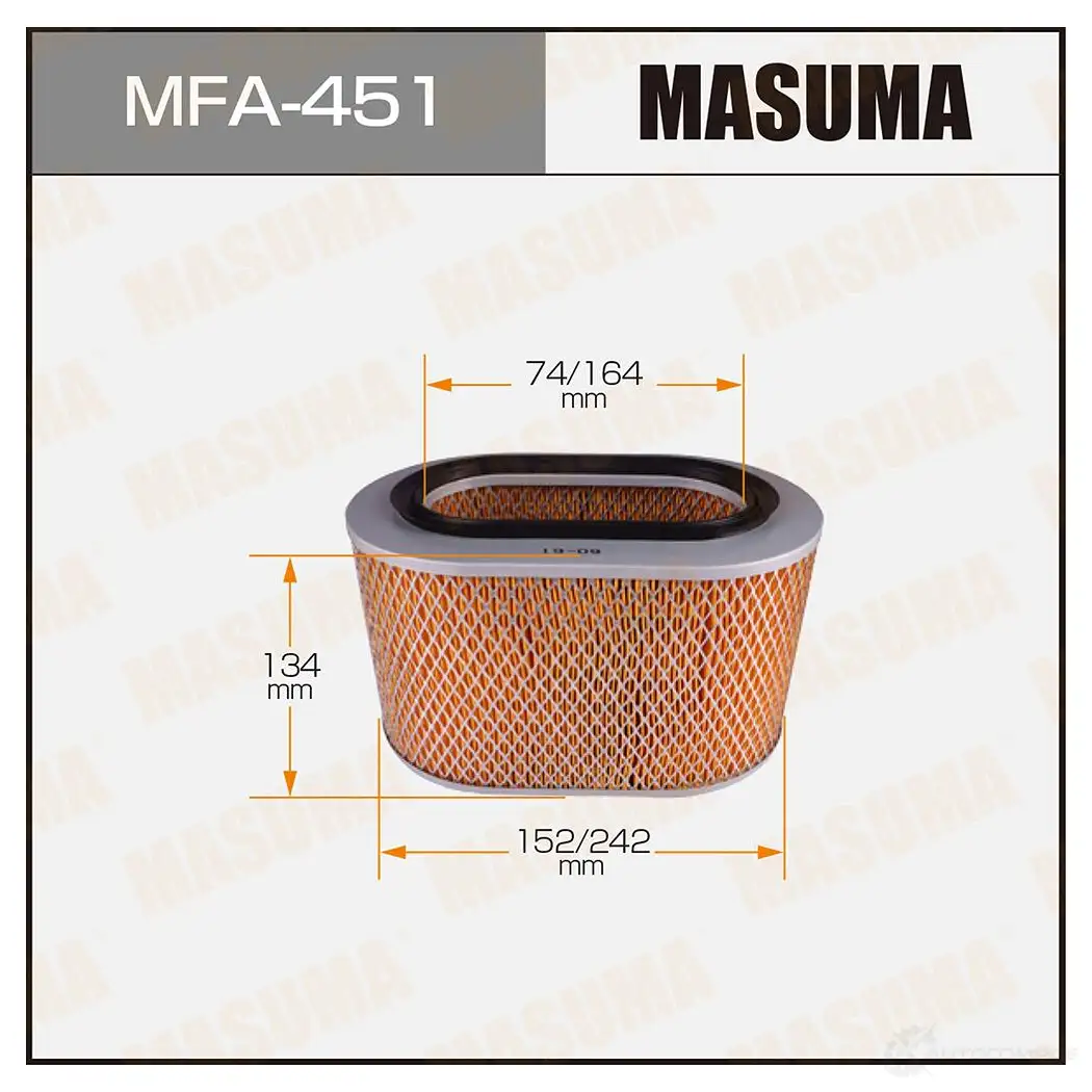 Фильтр воздушный MASUMA 4560116760596 1420577164 MFA-451 2IK 3XO изображение 0