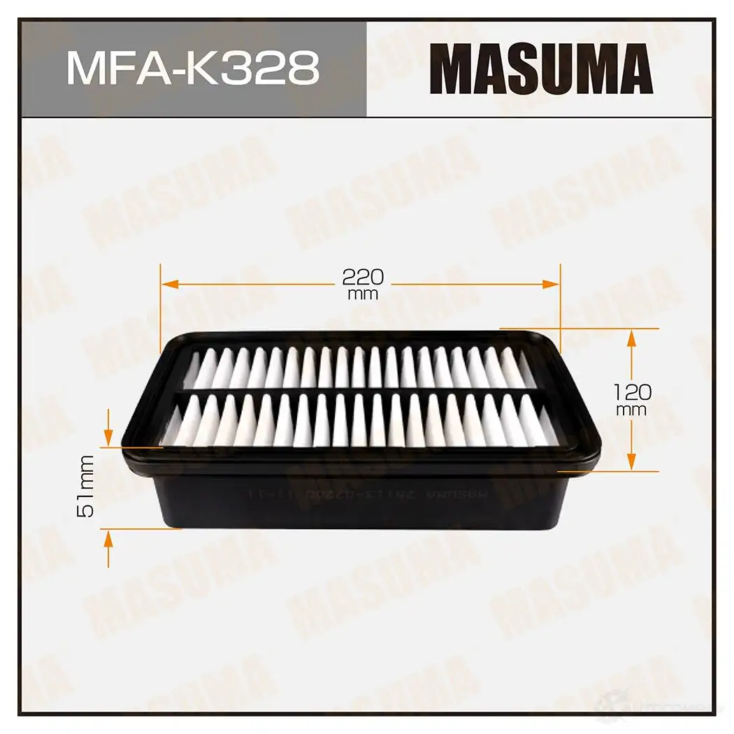 Фильтр воздушный MASUMA DTKQX E 1422884528 MFA-K328 4560116763580 изображение 0