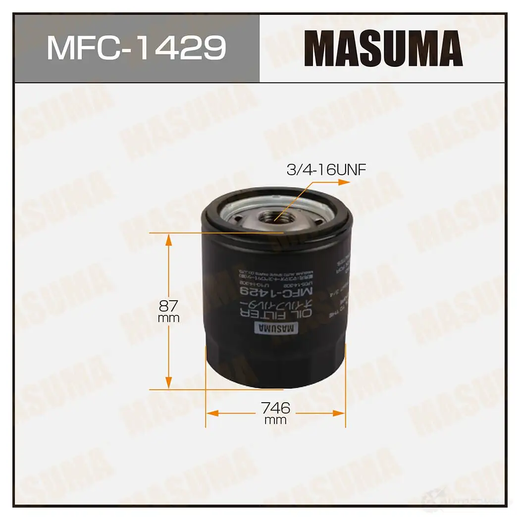 Фильтр масляный MASUMA 4K A8IV 1420577265 4560116740932 MFC-1429 изображение 0