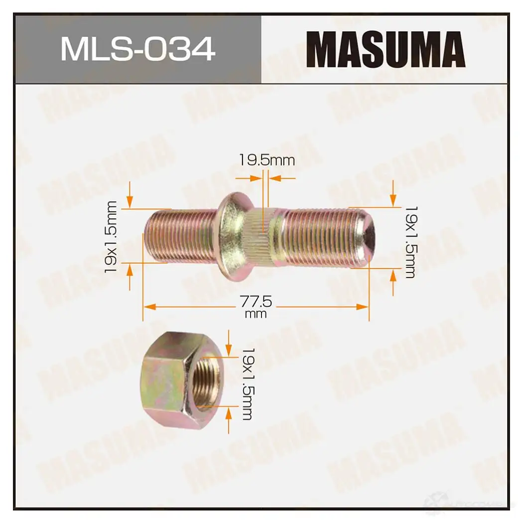 Шпилька колесная M19x1.5(R), M19x1.5(R) MASUMA MLS-034 JI OOMC 1422882973