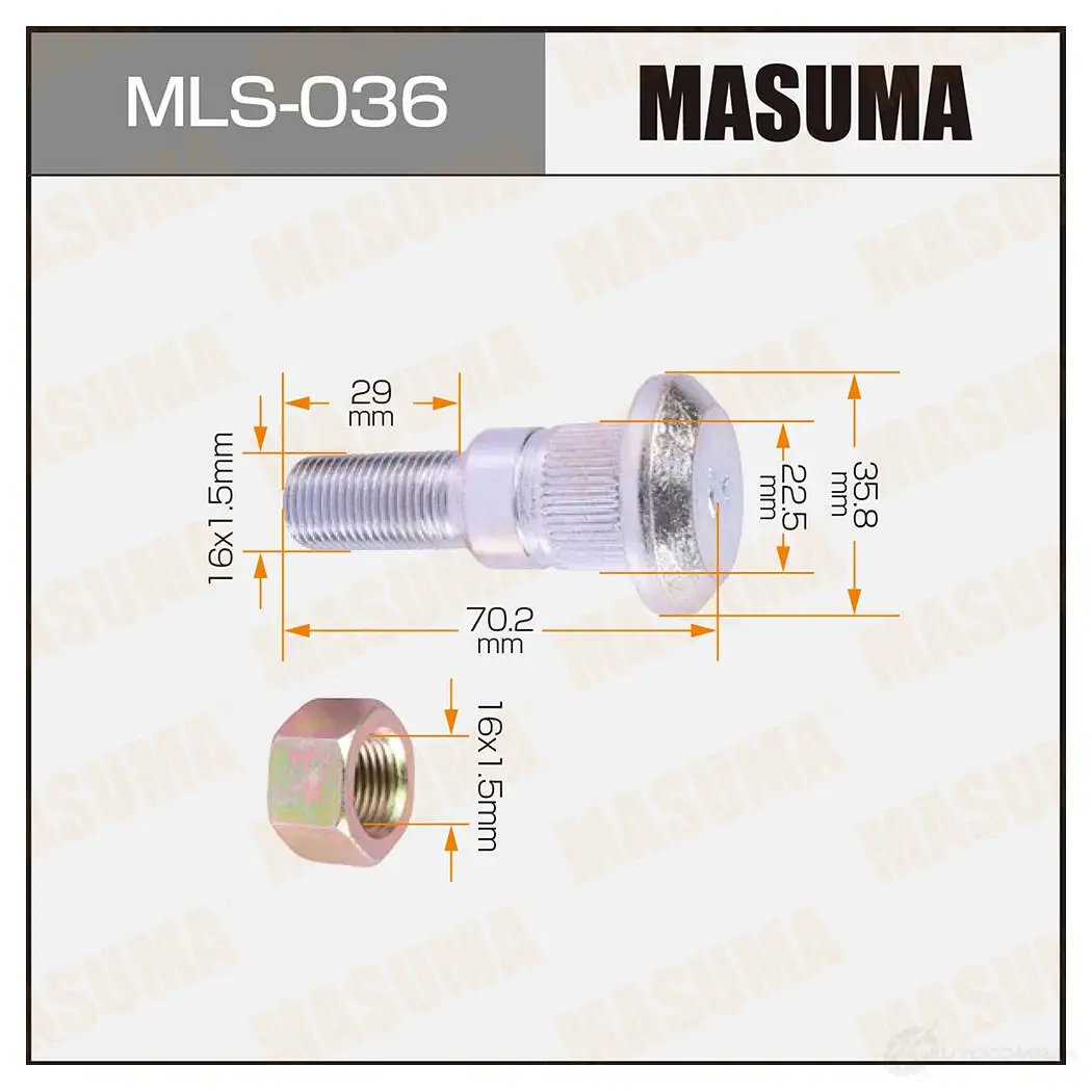 Шпилька колесная M:16x1.5(L) MASUMA MLS036 1422878782 TX UYT EUCQ0V0