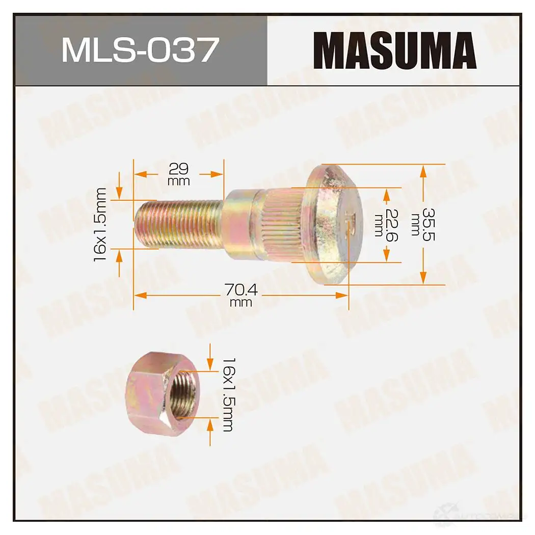 Шпилька колесная M:16x1.5(R) MASUMA XX 2JQ MLS037 DK36UGW 1422878781