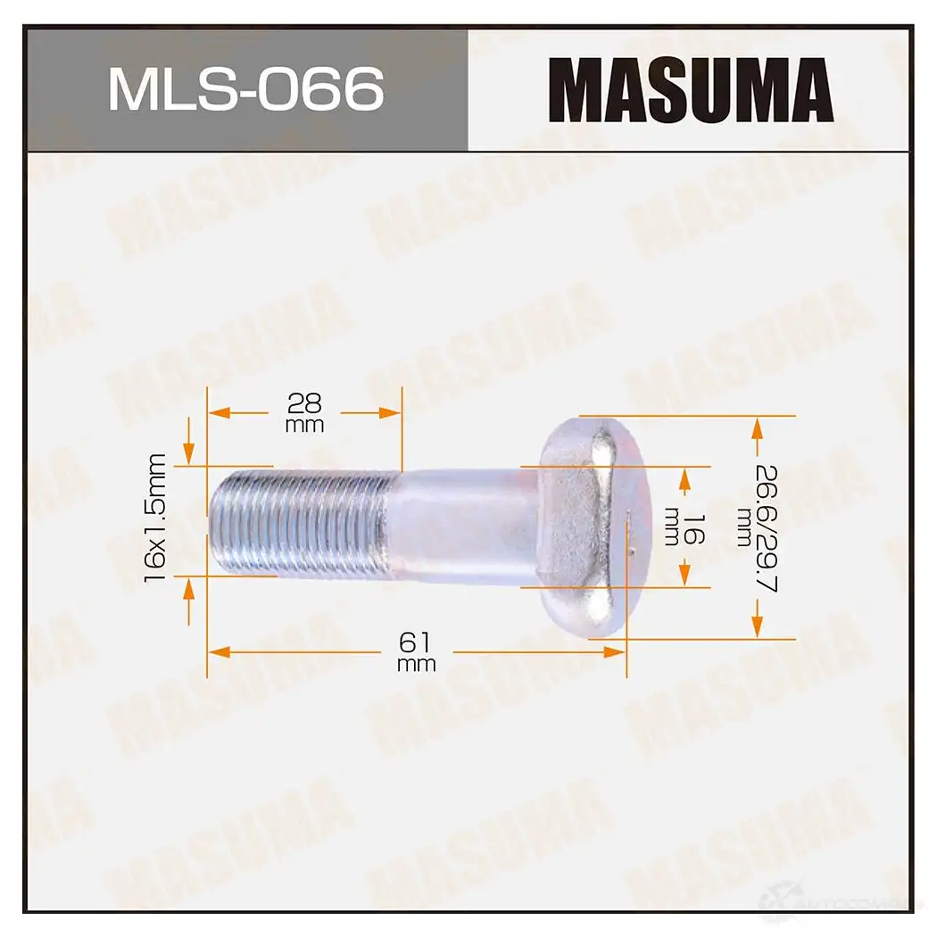 Шпилька колесная M16x1.5(L) MASUMA MY0M8T F 1422878817 MLS-066 изображение 0