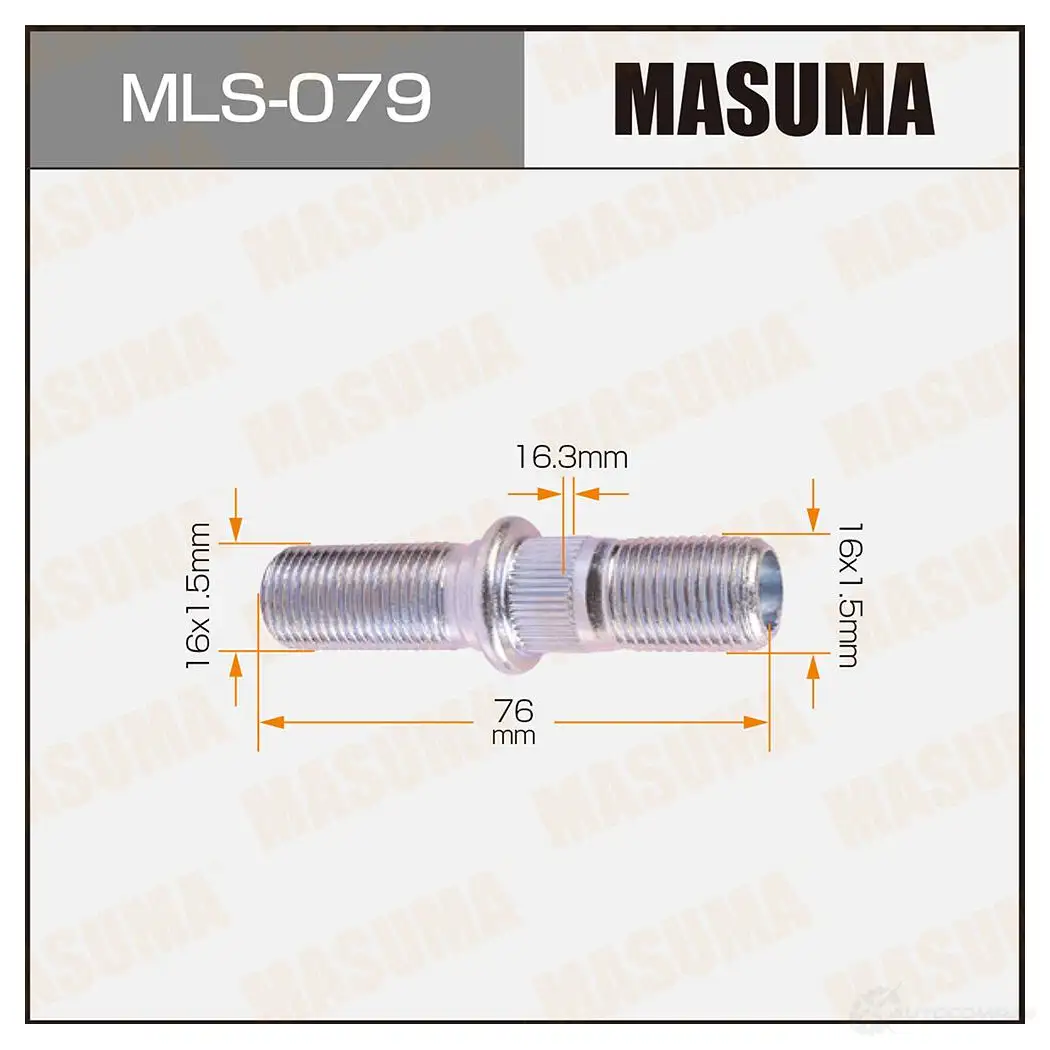 Шпилька колесная M16x1.5(R), M16x1.5(L) MASUMA 1422882961 MLS-079 J476U M изображение 0