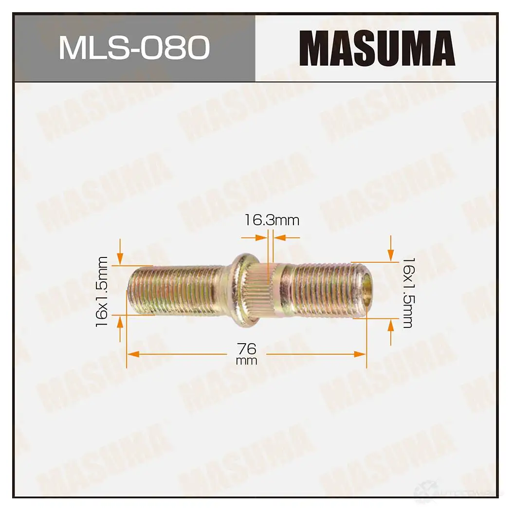 Шпилька колесная M16x1.5(R), M16x1.5(R) MASUMA 1422882960 MLS-080 Q41 WP