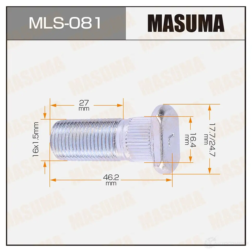 Шпилька колесная M16x1.5(L) MASUMA 1422882959 MLS-081 0SP XNX3