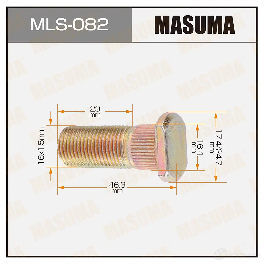 Шпилька колесная M16x1.5(R) MASUMA MLS-082 MV9 PP 1422882958