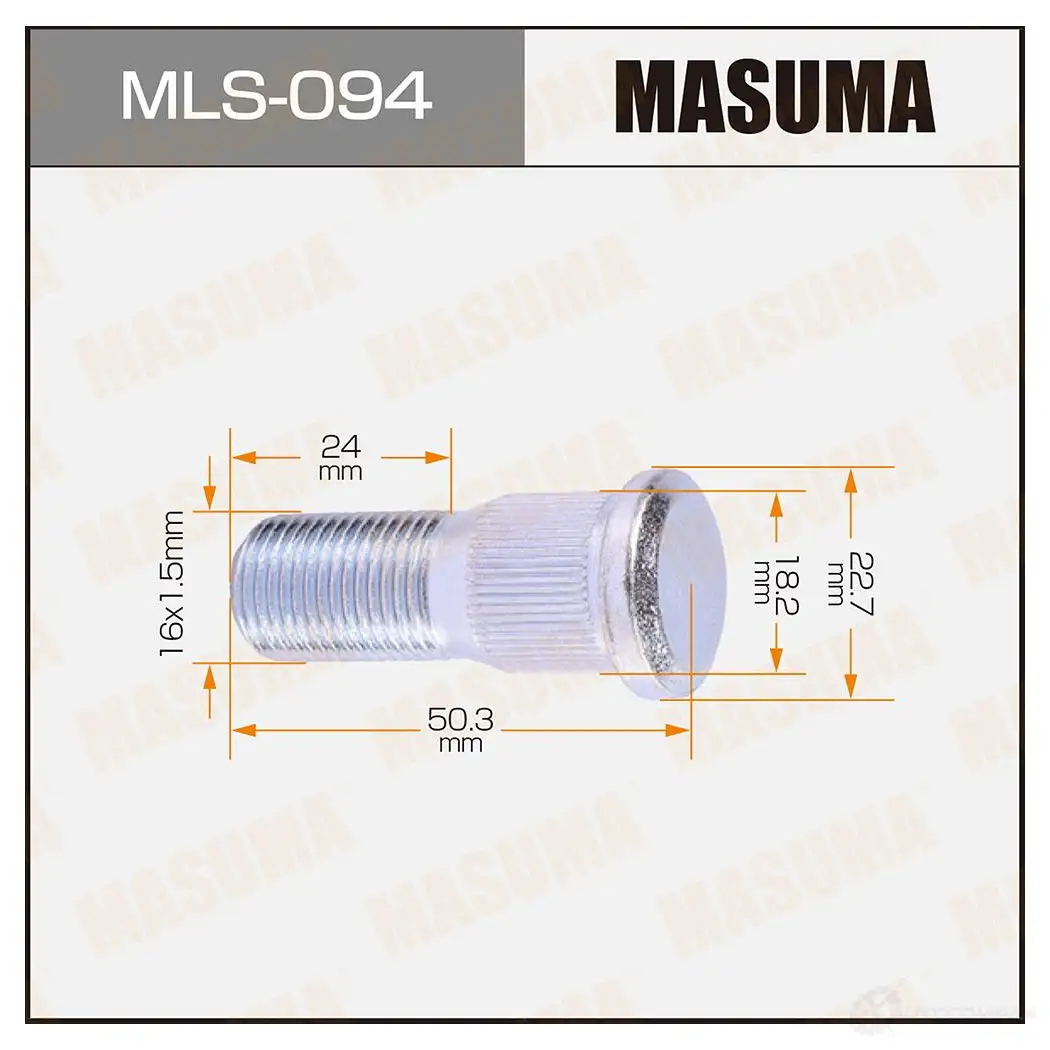 Шпилька колесная M16x1.5(L) MASUMA MLS-094 1422882950 66BYE XC изображение 0
