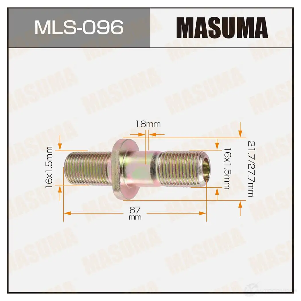 Шпилька колесная M16x1.5(R), M16x1.5(R) MASUMA MLS-096 4ZA 6II 1422878811 изображение 0