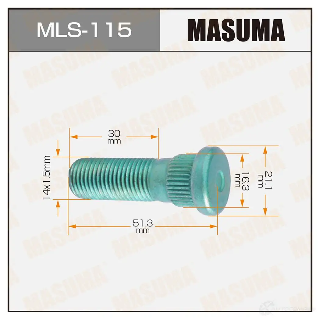 Шпилька колесная M14x1.5(R) MASUMA MLS-115 1422878841 11V 0B изображение 0