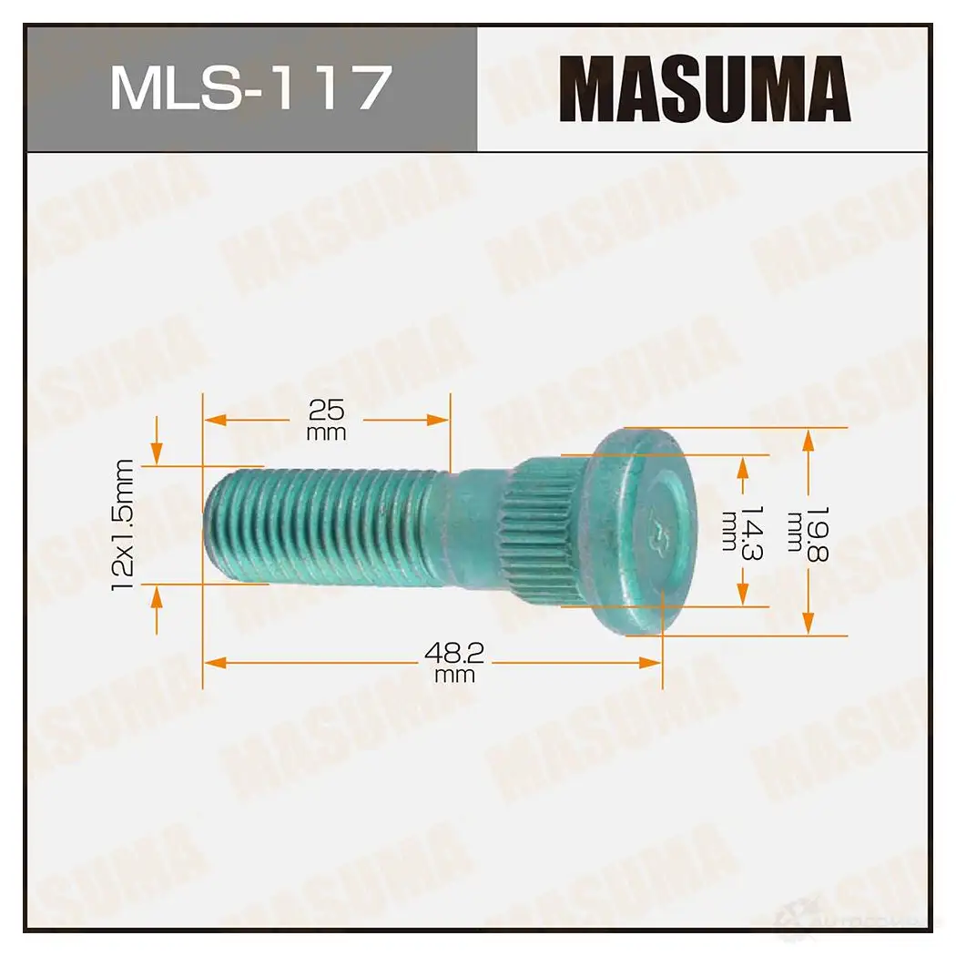 Шпилька колесная M12x1.5(R) MASUMA 1422878840 U0VI W8 MLS-117 изображение 0