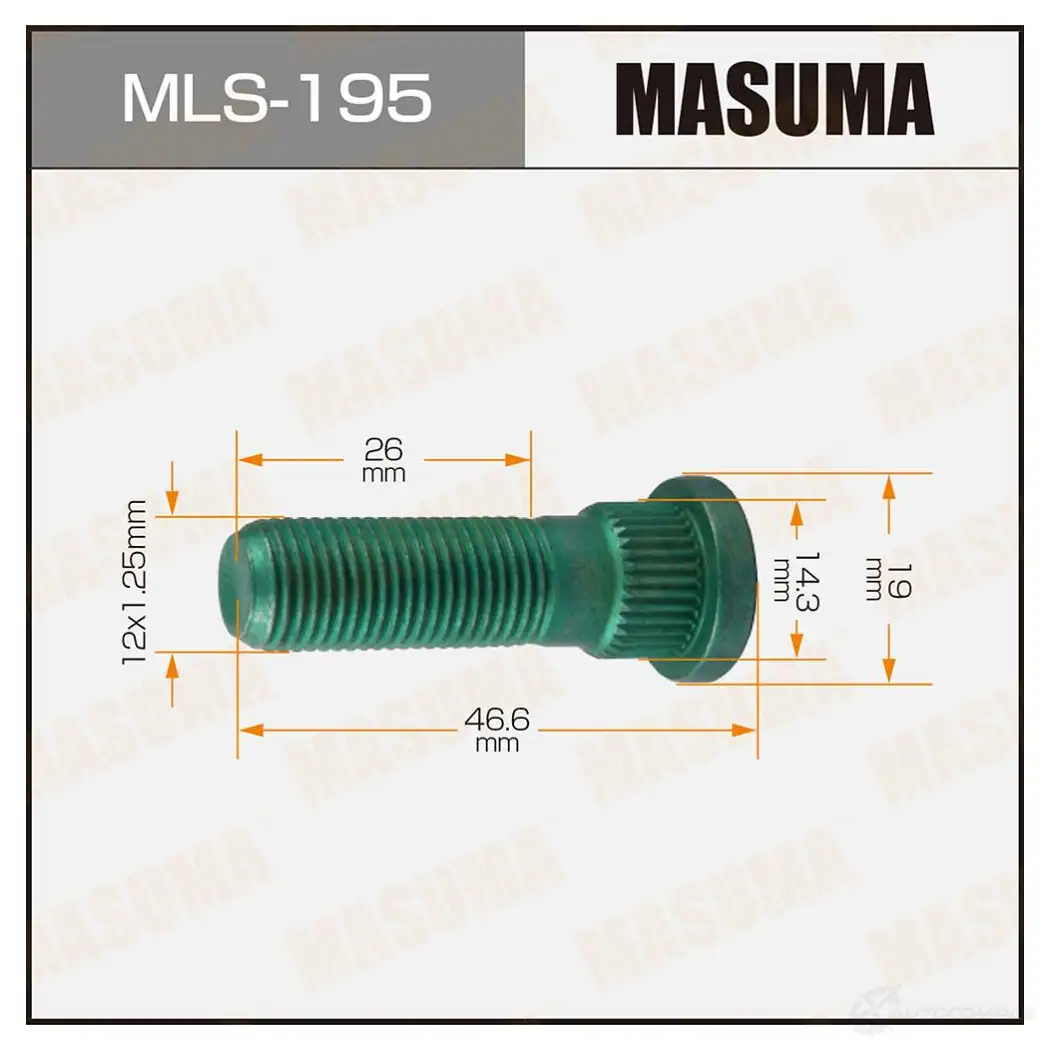 Шпилька колесная M12x1.25(R) MASUMA 1422878837 MLS-195 Z8V H9O изображение 0