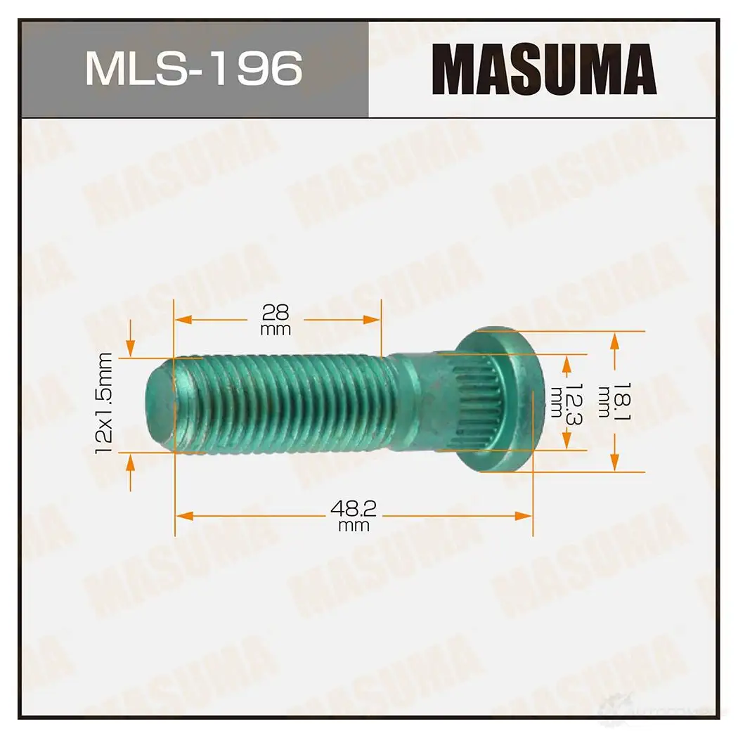 Шпилька колесная M12x1.5(R) MASUMA 1422878836 MLS-196 9P 0U0S изображение 0