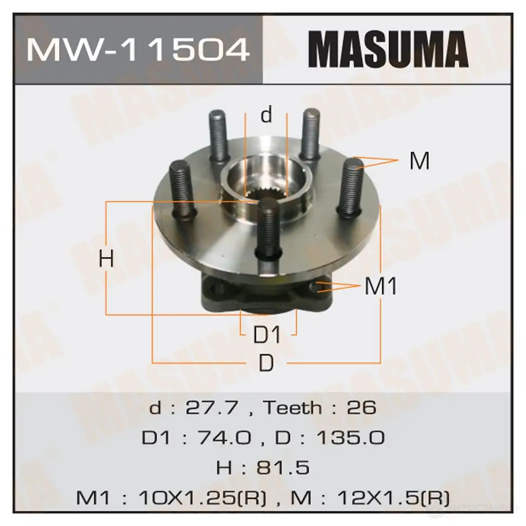 Ступичный узел MASUMA 1422879467 8ET RV6Z MW-11504 изображение 0