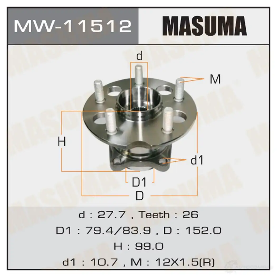 Ступичный узел MASUMA AJK23 U 1422879378 MW-11512 изображение 0