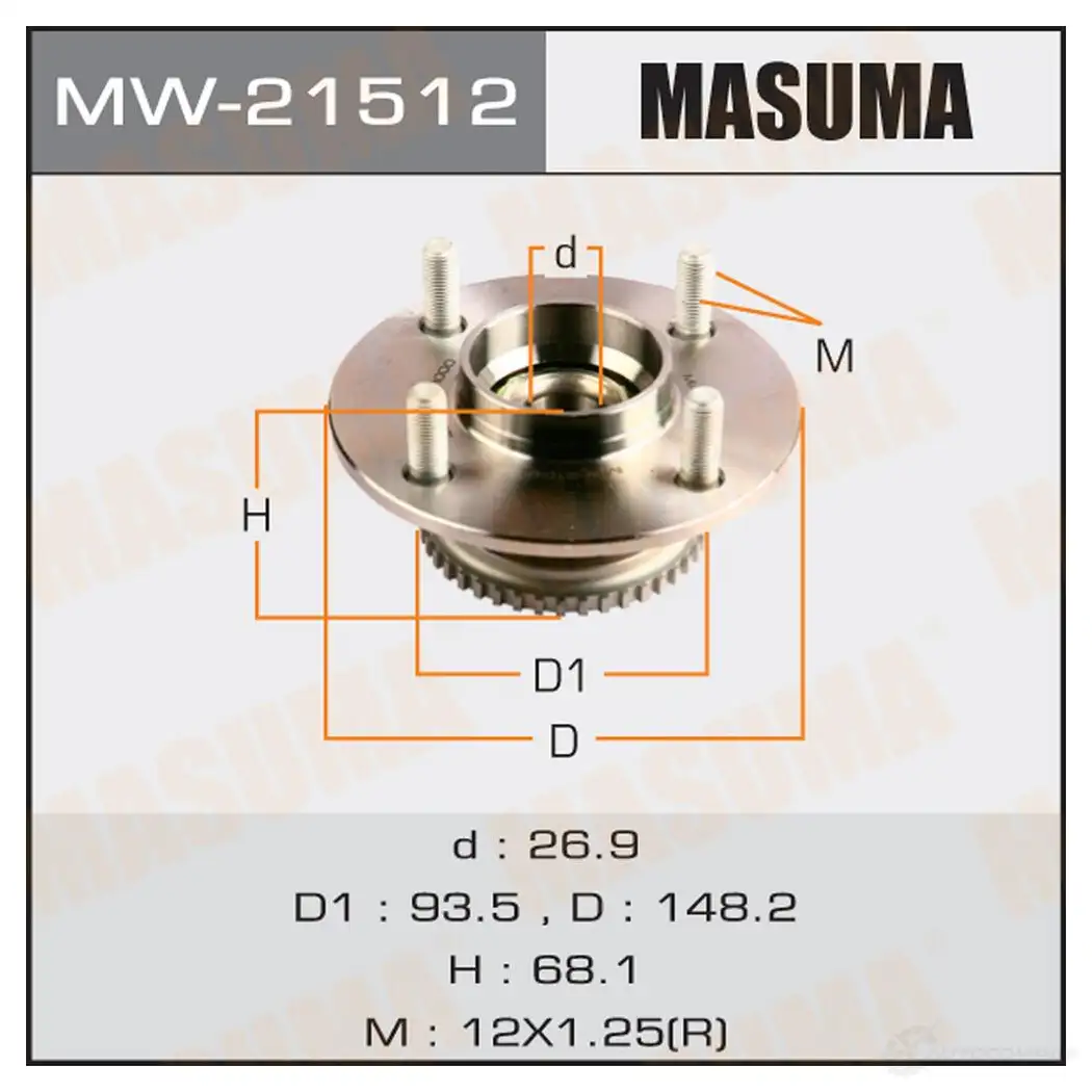 Ступичный узел MASUMA MW-21512 9EOFK HK 1422879386 изображение 0