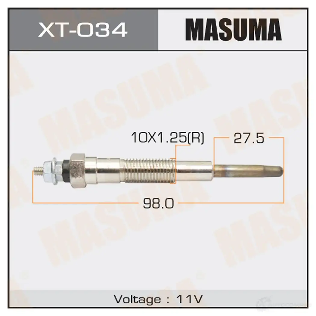 Свеча накаливания MASUMA 1422887716 XT-034 Q0C QX изображение 0