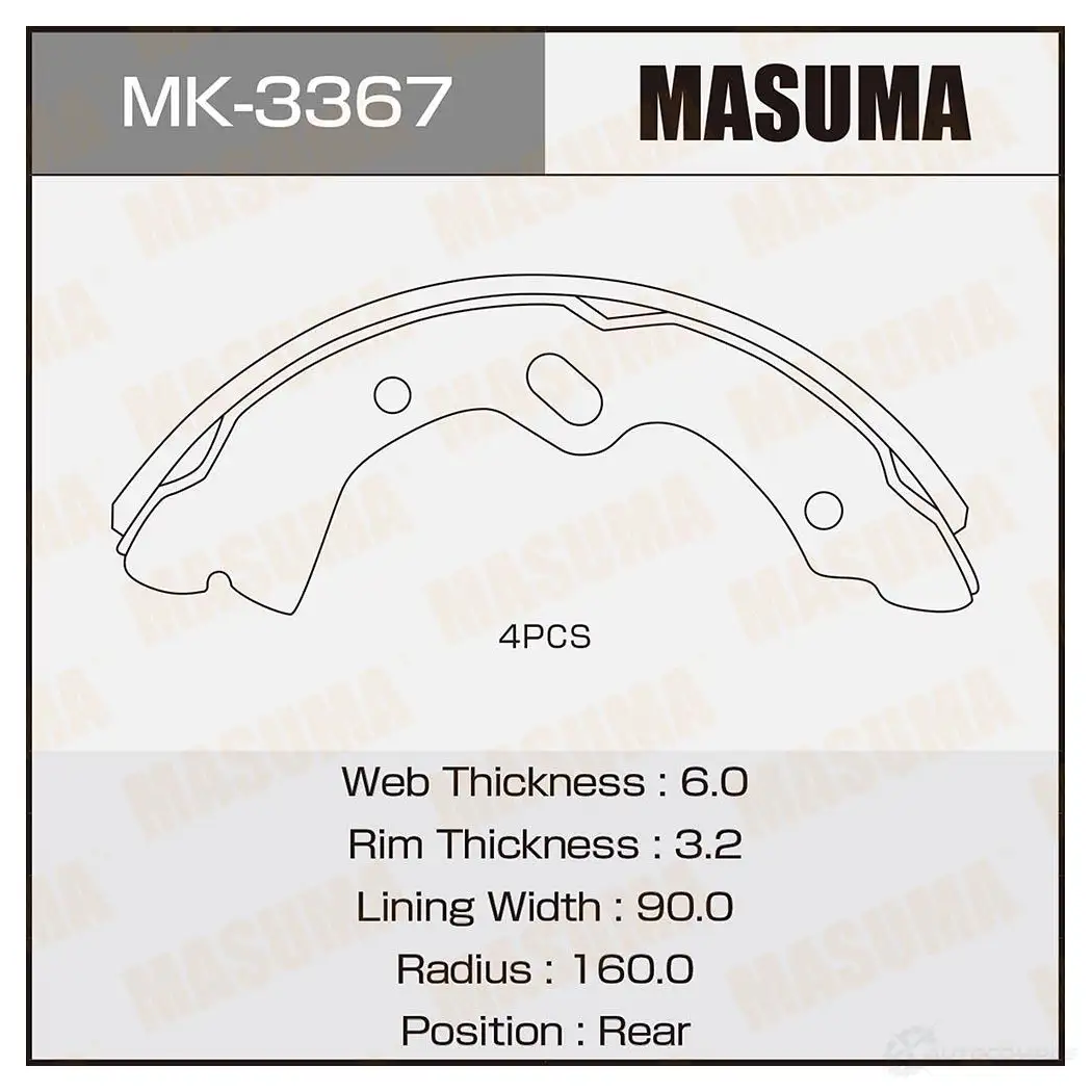 Колодки тормозные барабанные MASUMA MK-3367 1422888161 8ZXDJ R