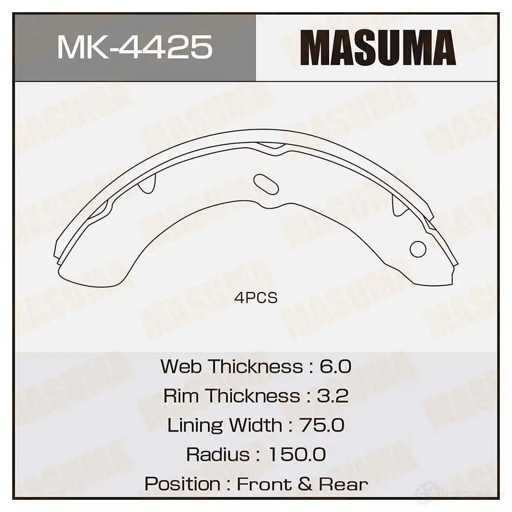 Колодки тормозные барабанные MASUMA 4560116980659 1422881828 85AG Z MK-4425