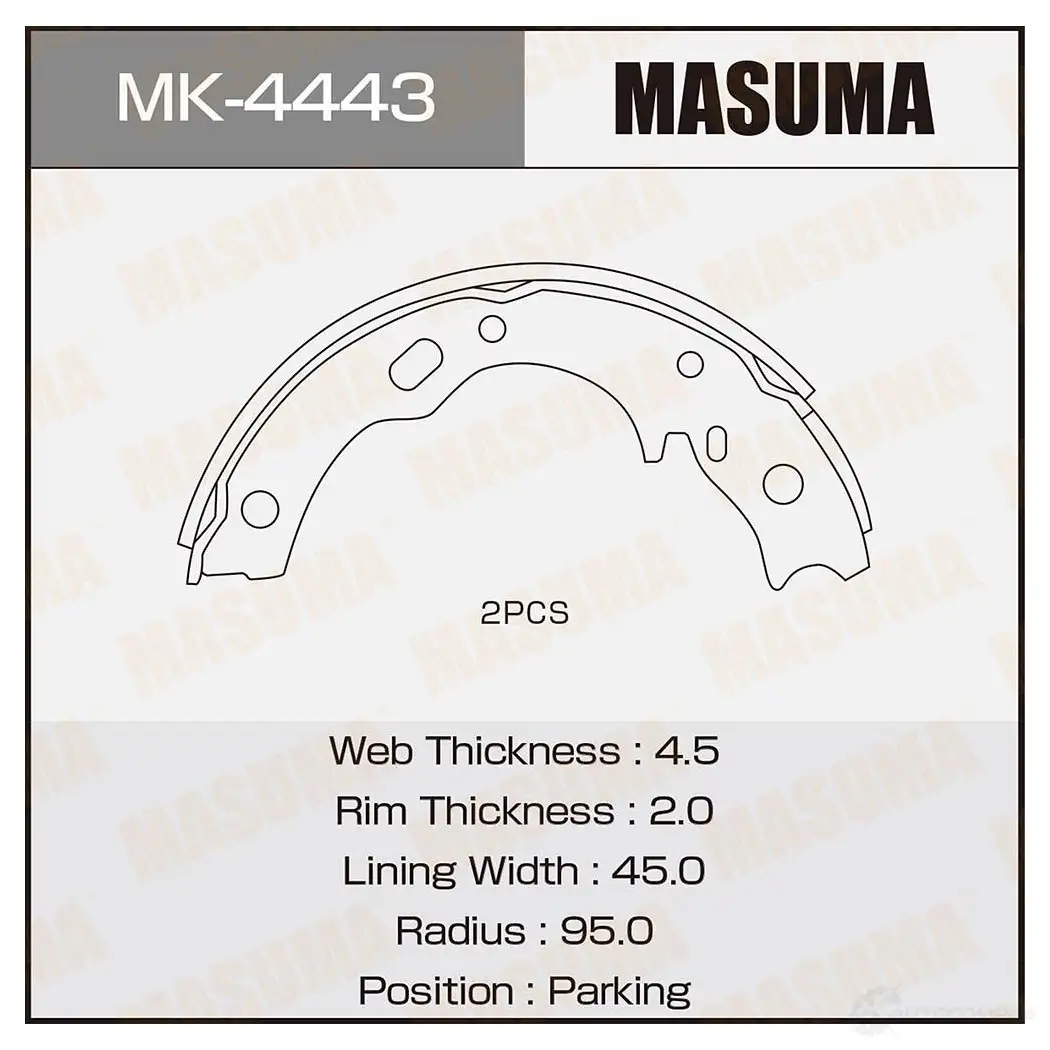 Колодки тормозные барабанные MASUMA OR6P 1 4560116980840 1422888148 MK-4443 изображение 0