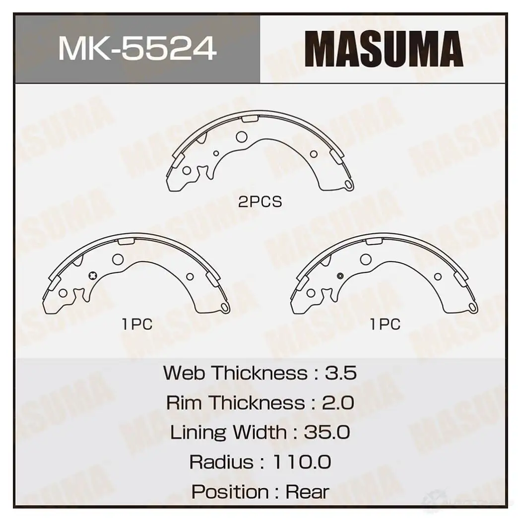 Колодки тормозные барабанные MASUMA MK-5524 94J9K S 1420577409 4560116980543 изображение 0