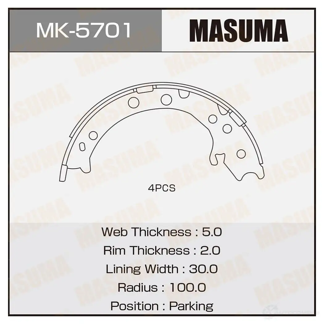 Колодки тормозные барабанные MASUMA MK-5701 4560116981502 LJ2 T4 1422881824 изображение 0
