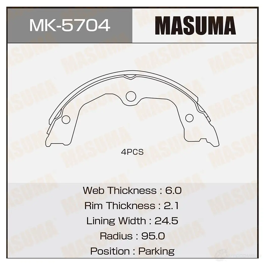 Колодки тормозные барабанные MASUMA 1422888142 K8FM F MK-5704 4560116982325 изображение 0