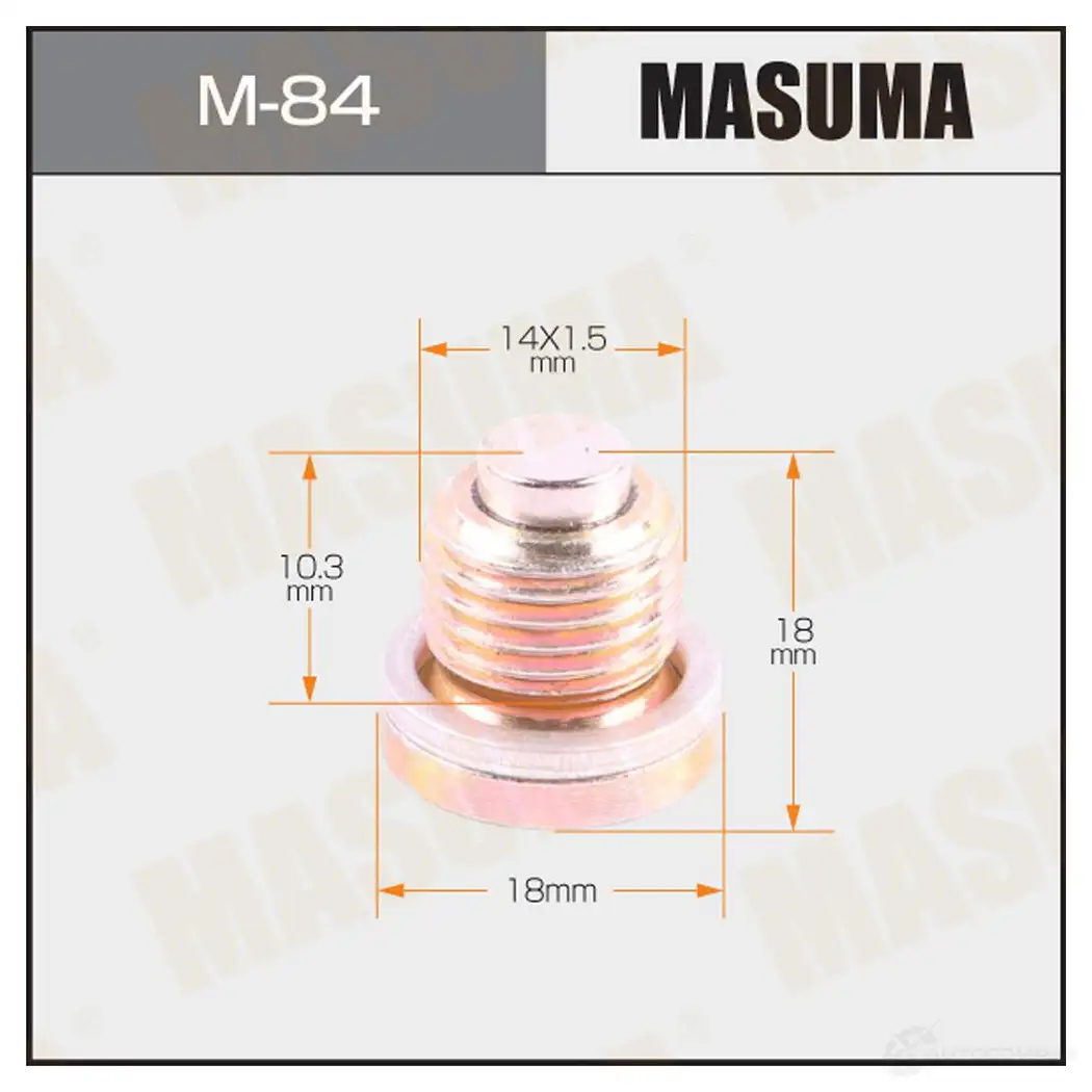 Болт (пробка) маслосливной с магнитом MASUMA 1439697447 F2C MRIG M-84 изображение 0