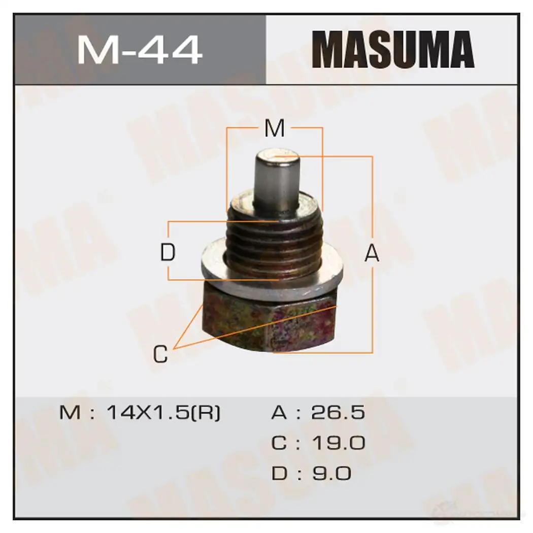 Болт (пробка) маслосливной с магнитом M14x1.5 MASUMA 1422888095 M-44 70 9RQ изображение 0