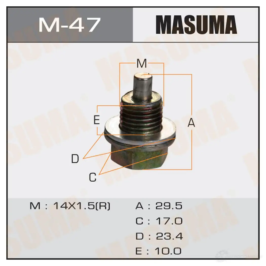 Болт (пробка) маслосливной с магнитом M14x1.5 MASUMA M-47 1422888105 8SNZL YA изображение 0