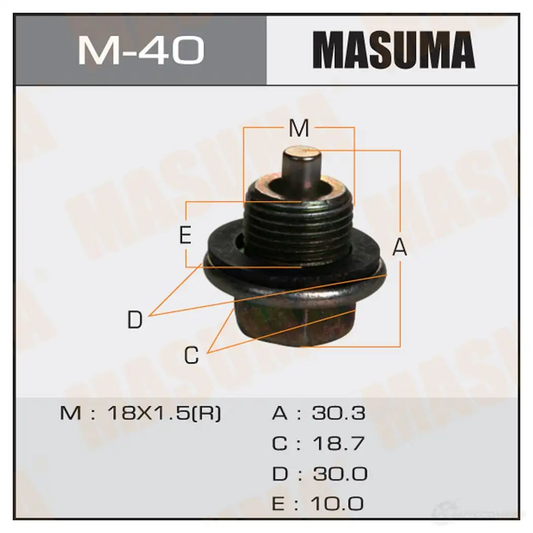 Болт (пробка) маслосливной с магнитом M18x1.5 MASUMA M-40 1422888107 S 6HLL3 изображение 0