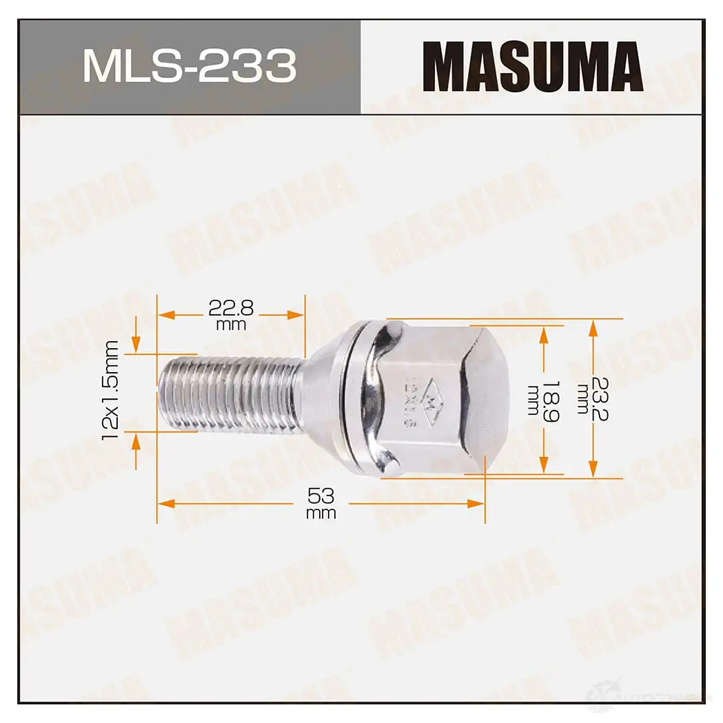 Болт колесный M12x1.5(R) MASUMA TAG YQ 1422879354 MLS-233 изображение 0