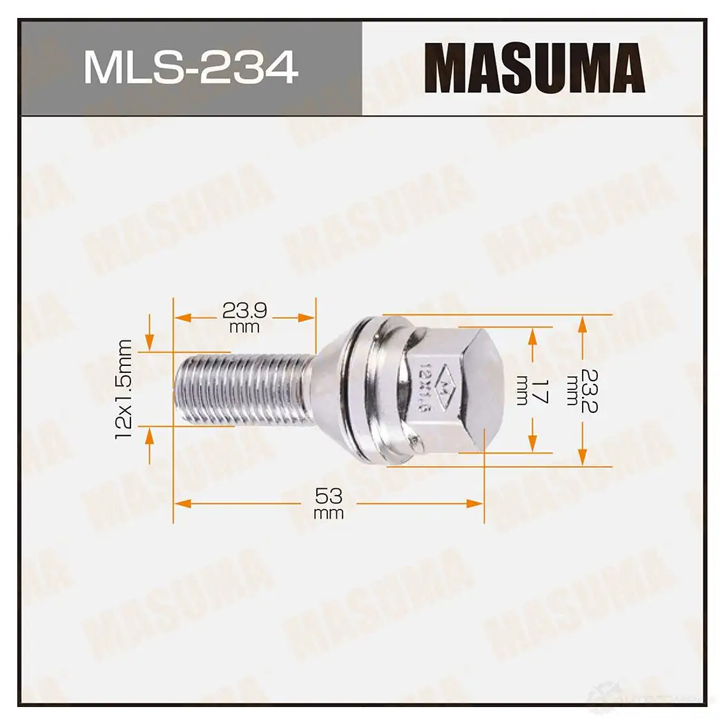 Болт колесный M12x1.5(R) MASUMA 1422879353 MLS-234 JXVY 5G изображение 0