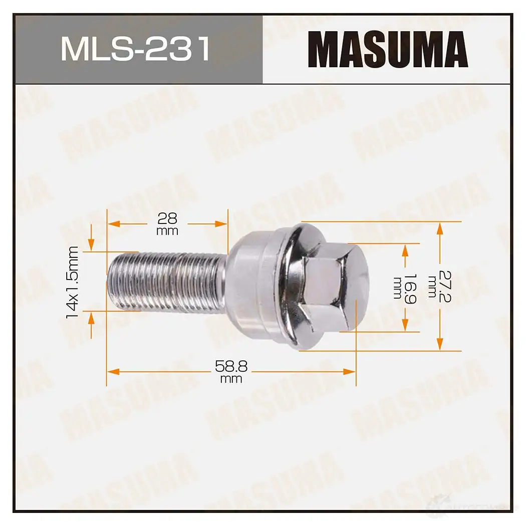 Болт колесный M14x1.5(R) MASUMA MLS-231 1422879356 VZR AL изображение 0