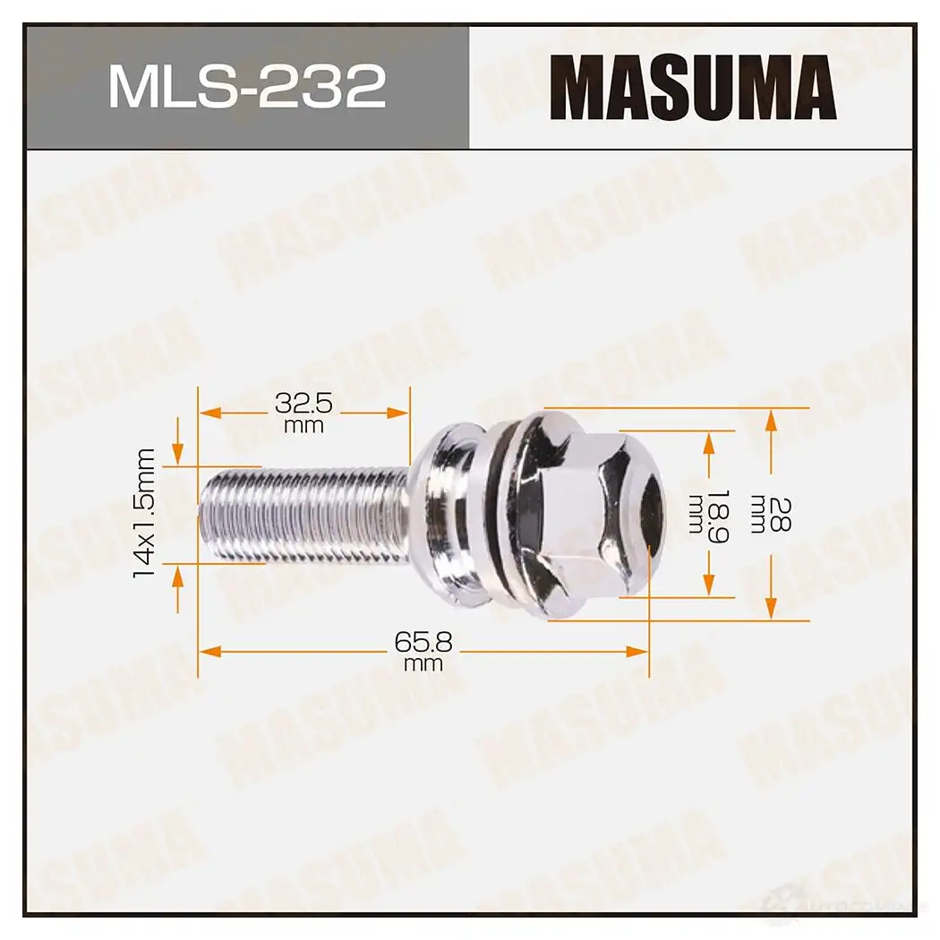 Болт колесный M14x1.5(R) MASUMA GE9W 89 MLS-232 1422879355 изображение 0