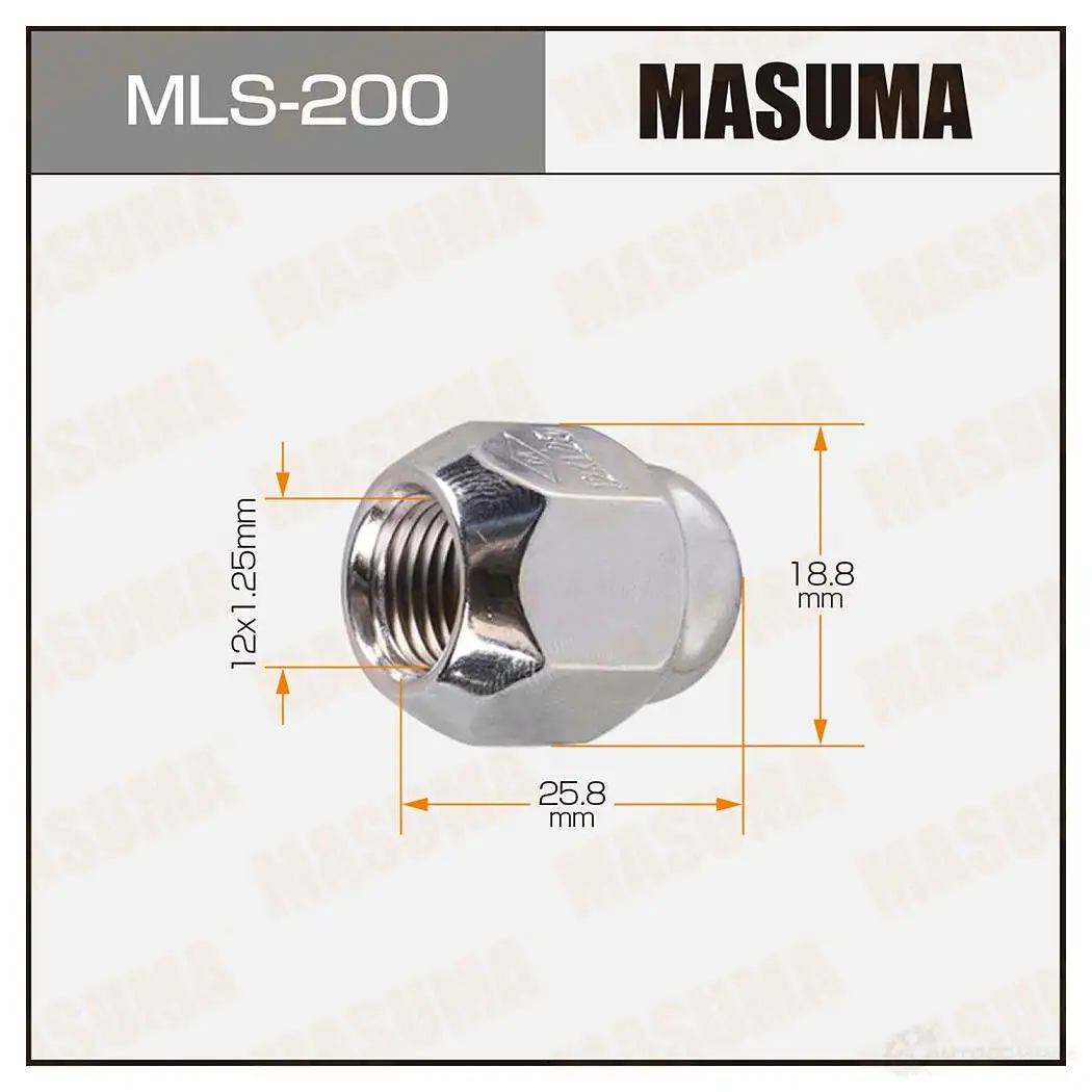 Гайка колесная M 12x1.25(R) под ключ 19 MASUMA 6 J8SK 1422882992 MLS-200 изображение 0