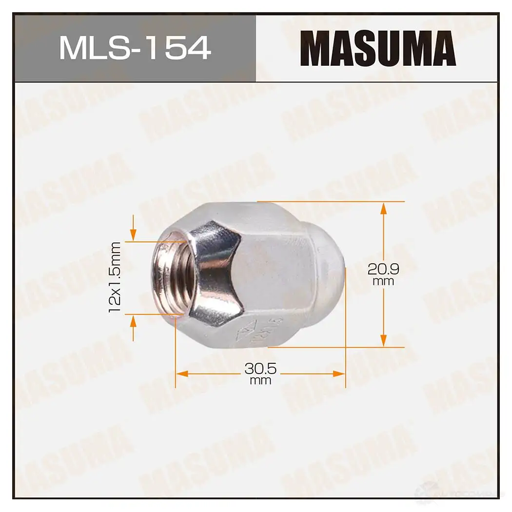 Гайка колесная M 12x1.5(R) под ключ 21 MASUMA 9H6 9IYL MLS-154 1422883035 изображение 0