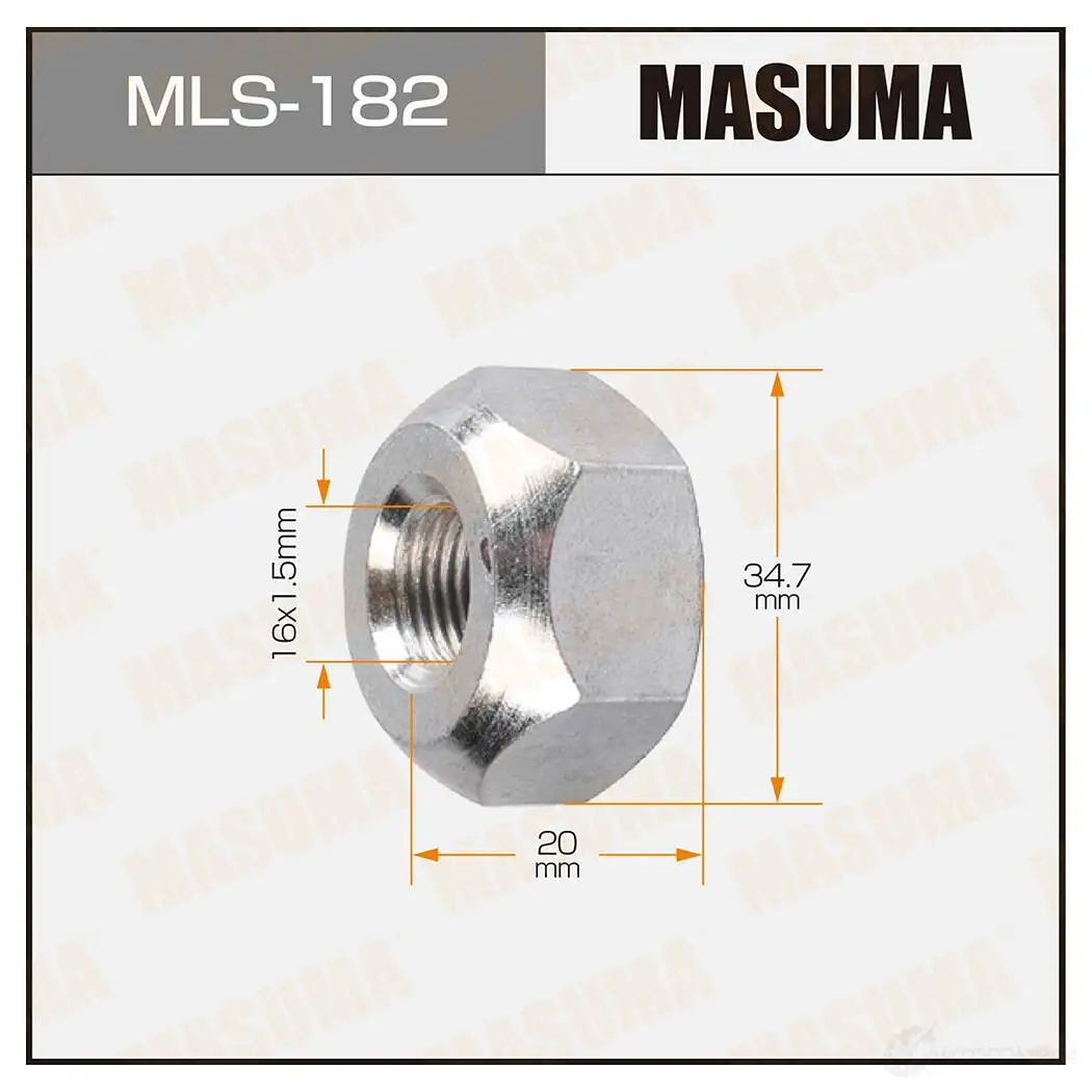 Гайка колесная M 16x1.5(L) под ключ 35 открытая MASUMA MLS-182 1422882975 KRCA Y изображение 0