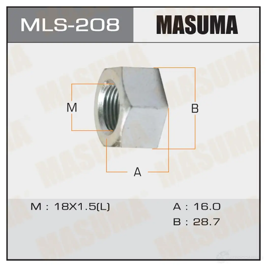 Гайка колесная M 18x1.5(L) под ключ 29 открытая MASUMA MLS-208 1422883094 N4V XS