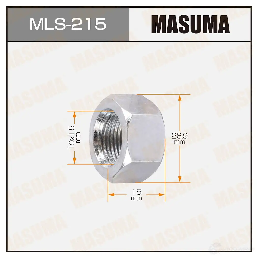 Гайка колесная M 19x1.5(R) под ключ 27 открытая MASUMA MLS-215 COH L1X 1422882984 изображение 0