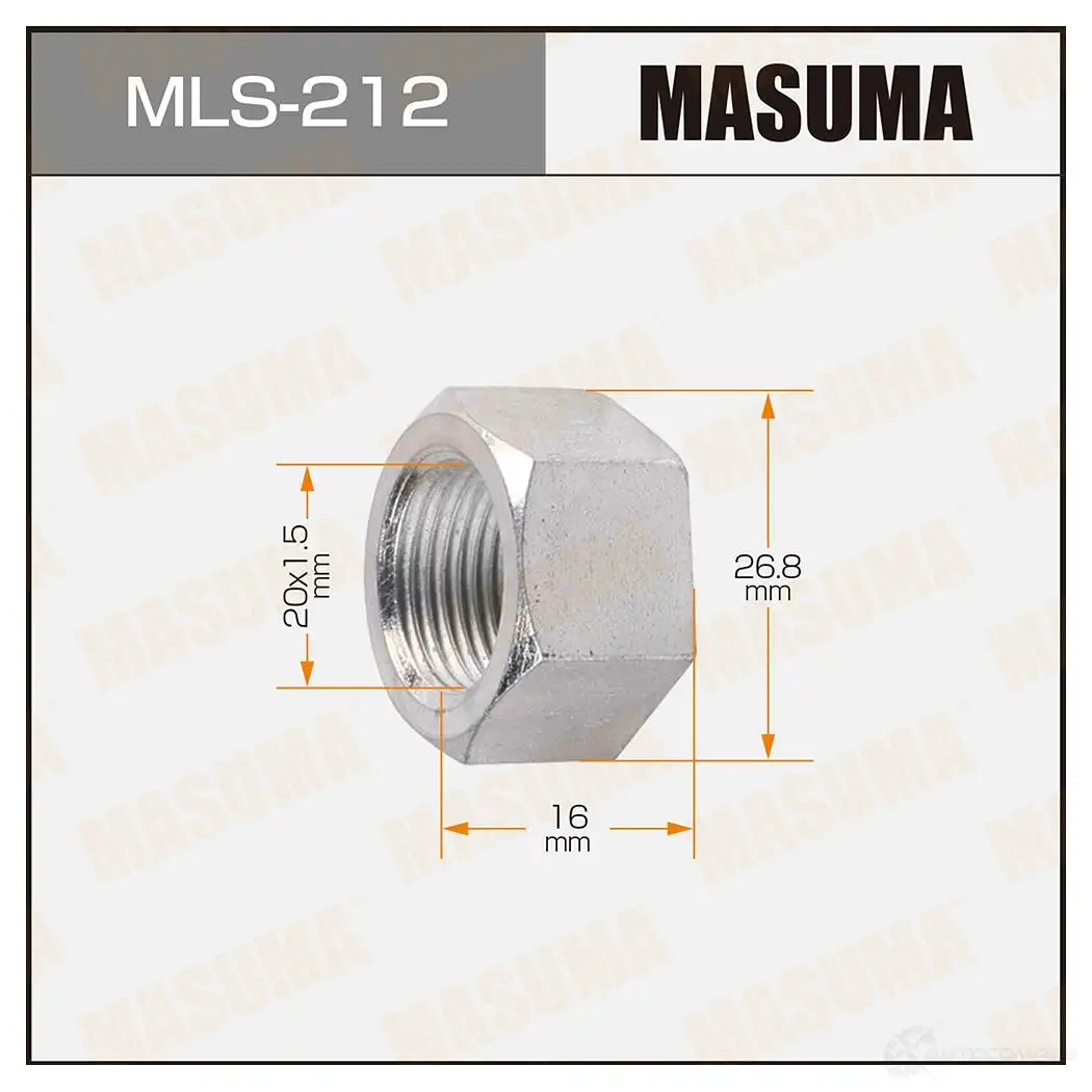 Гайка колесная M 20x1.5(R) под ключ 27 открытая MASUMA I A3PYW 1422882987 MLS-212