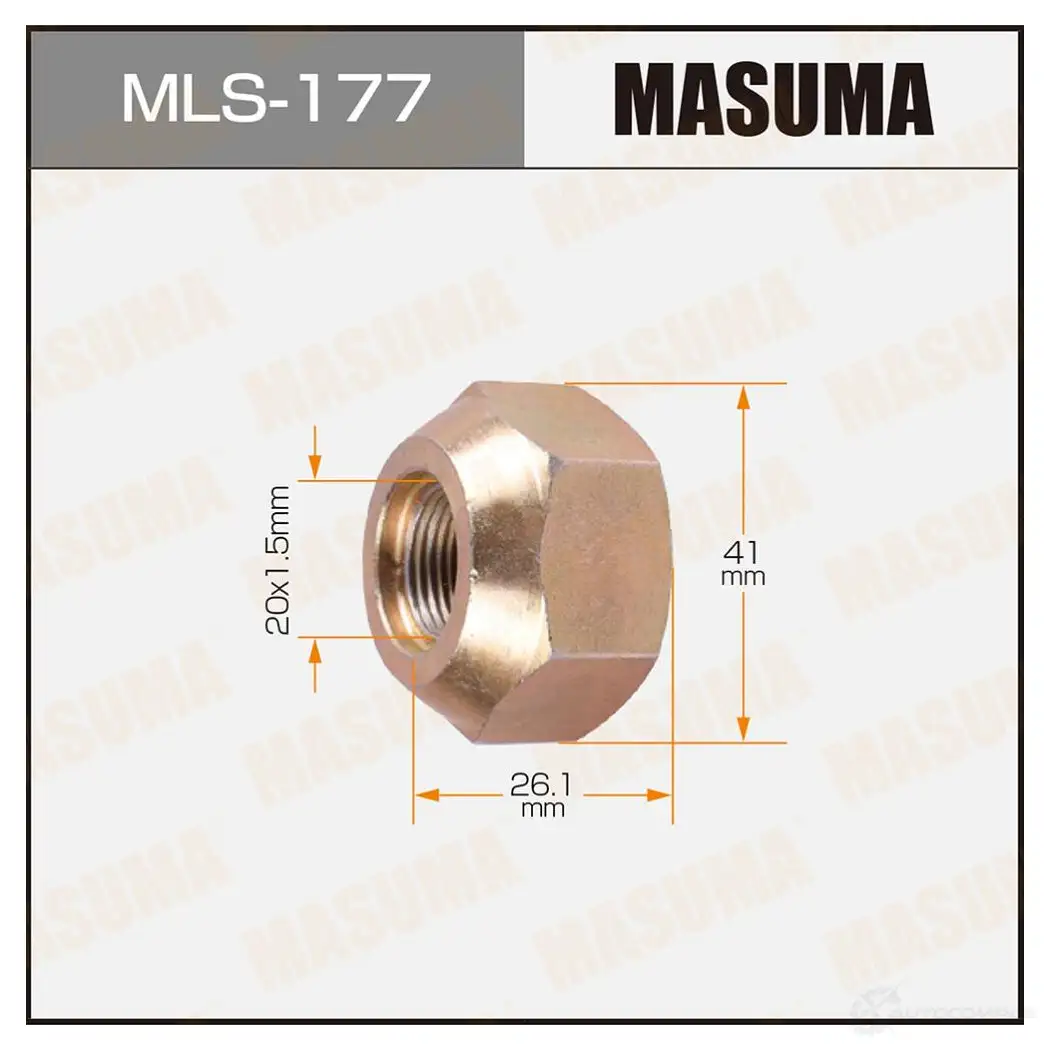 Гайка колесная M 20x1.5(R) под ключ 41 открытая MASUMA MLS-177 1422883020 E 9NQE