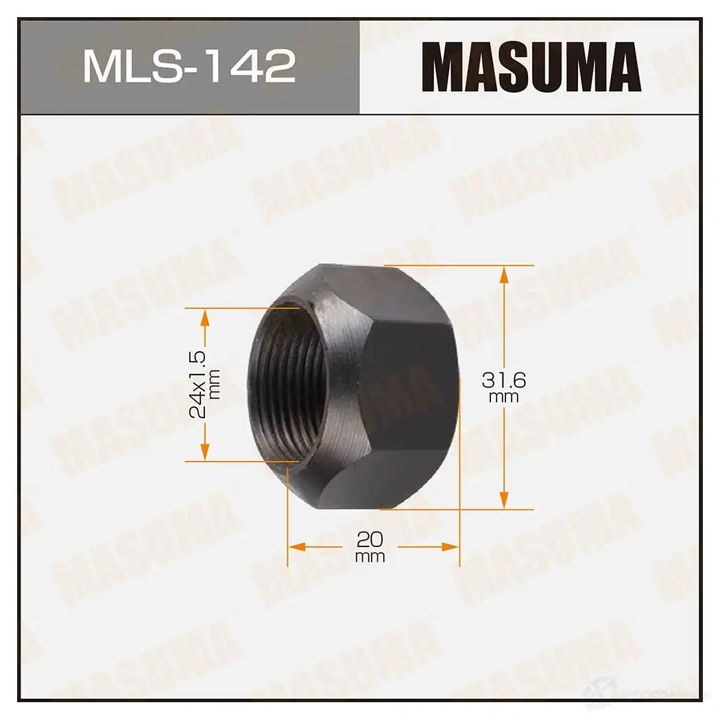 Гайка колесная M 24x1.5(L) под ключ 32, открытая MASUMA G 6M3I 1422883130 MLS-142