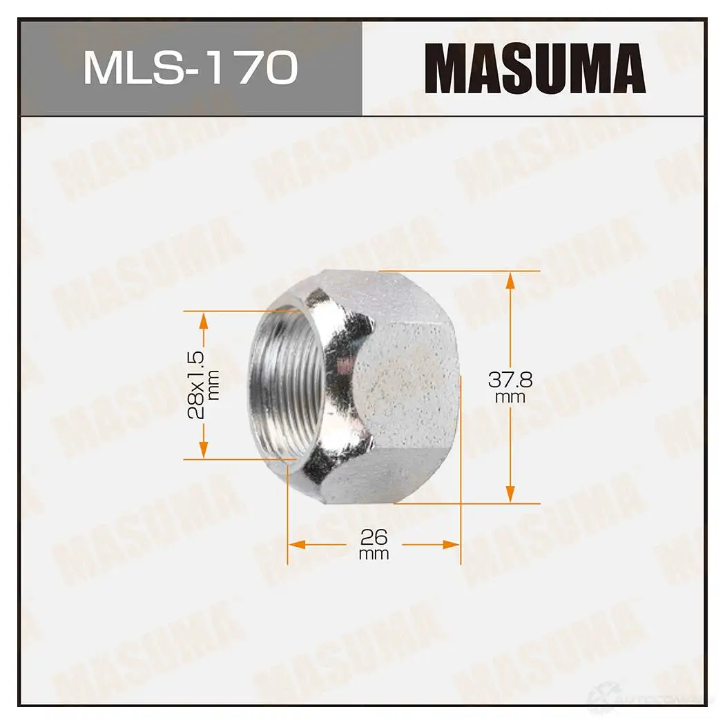 Гайка колесная M 28x1.5(L) под ключ 38 открытая MASUMA 5P YFN MLS-170 1422883025