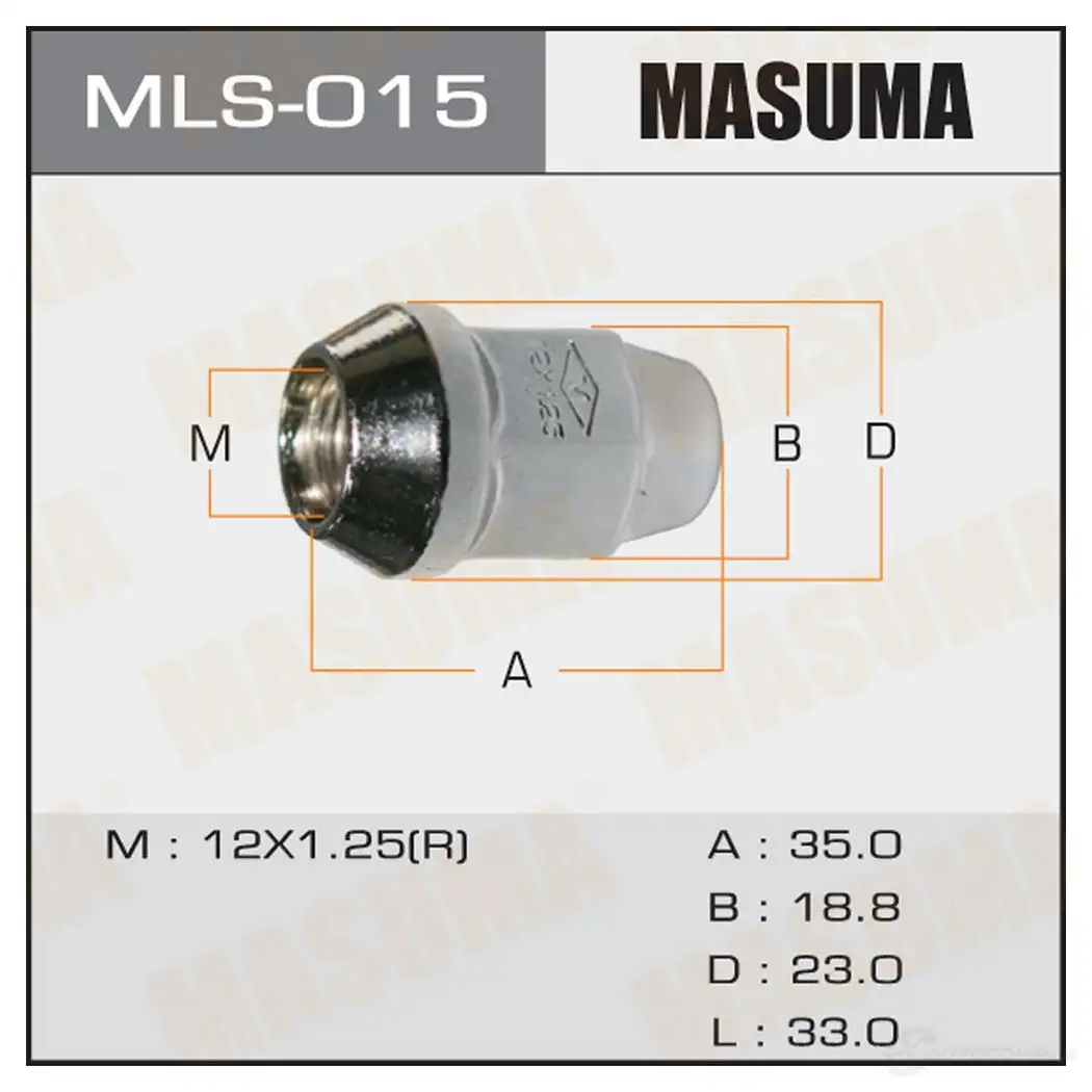 Гайка крепления колеса MASUMA 1422883116 MLS-015 5M 5XFT изображение 0