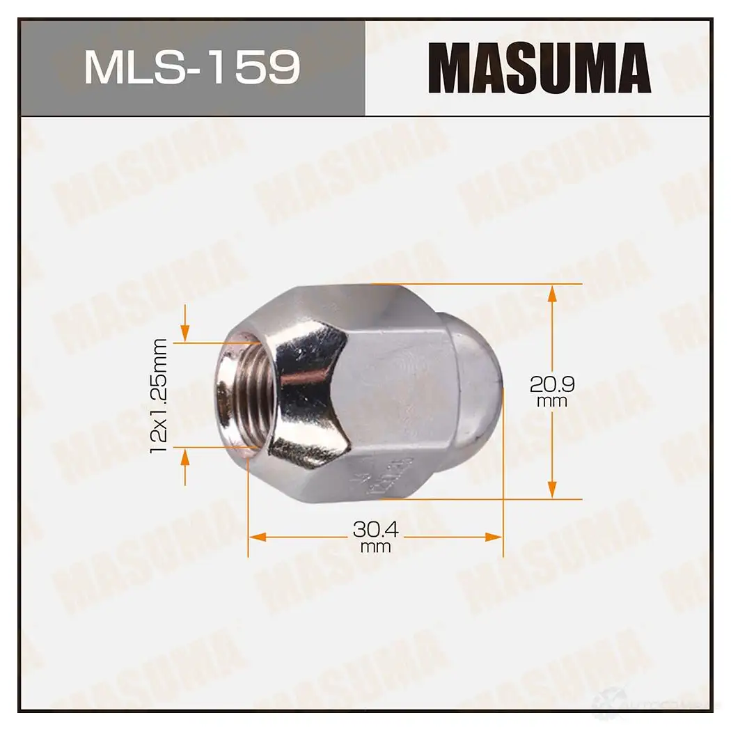 Гайка колесная M12x1.25(R) под ключ 21 MASUMA 6W2Z 6MA 1422883033 MLS-159 изображение 0